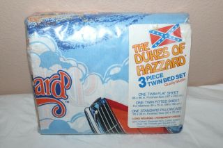 The Dukes Of Hazzard Vintage 1982 Factory 3 Peice Twin Bed Sheet Set