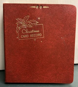 Vintage Christmas Card & Gift Record Book For Names & Addresses