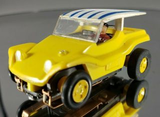 Vintage Aurora Tjet Slot Car 1399 Dune Buggy Coupe Yellow White Blue Rare