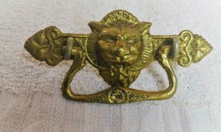 Vintage Cast Brass Cat Head Drawer Pull