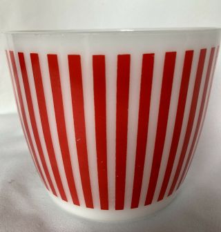 Rare Vintage Hazel Atlas Red Stripe Ice Bucket Mid Century Modern Milk Glass