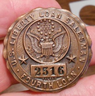 Very Old Antique ?brass Or Bronze? Pendant From The U.  S.  Liberty Loan 2516