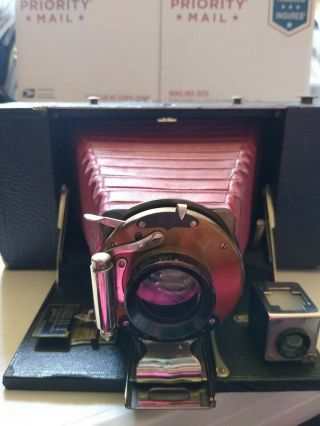 Rare Antique Vintage Eastman Kodak Red Bellow Style Folding Camera