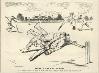 Vintage British Punch Cricket (sport) Humor Cartoon - From 1924 - Bowler Satire
