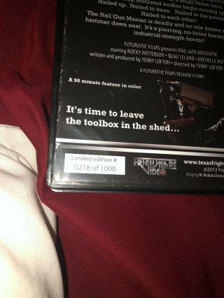 Nail Gun Massacre VHS Rare Limited Edition 2