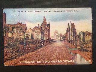 Antique Postcard C1916 After Two Years Of War Ypres,  France (20147)