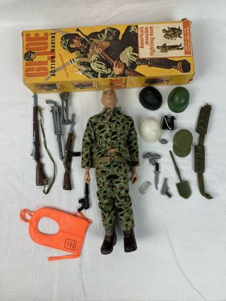 Vintage 1964 Gi Joe Action Marine 7770 And Johnny West W/ Box & Accessories