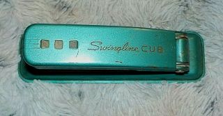 Vintage Mid Century Metal Turquoise Swingline Cub Stapler w/ 3 Boxes of Staples 3