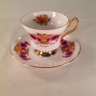 Windsor Royal Canadian Tartan Bone China England Vintage Teacup Saucer Set