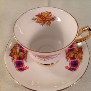 Windsor ROYAL CANADIAN TARTAN Bone China England Vintage Teacup Saucer Set 3