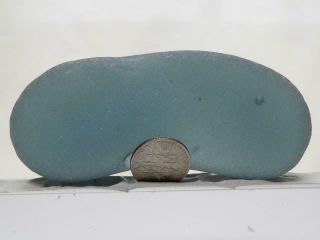 1 Huge Blue Flat Bean 3.  6oz Rare Find & Size Seaham English Sea Glass