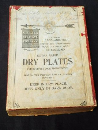 Antique M.  A.  Seed Photographic Dry Plates Empty Box St.  Louis Mo Missouri