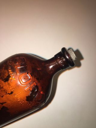 Vintage Antique Brown Glass Clorox Bottle 16 Oz With Cork