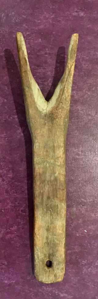 Antique Primitive Wood Hand - Carved Boot Jack Hangable