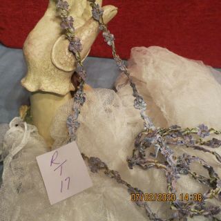 Vgt Trim Antique Dolls Hat Quilt Rococo Rosette Ombre Plum Blue Rosette Rt17