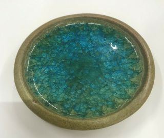 Rare Vintage Modern Signed Robert Maxwell Art Pottery Glass Ashtray Dish Coaster