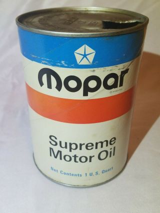 Vintage Mopar Supreme Motor Oil Cardboard Can Rare Sign Quart Chrysler