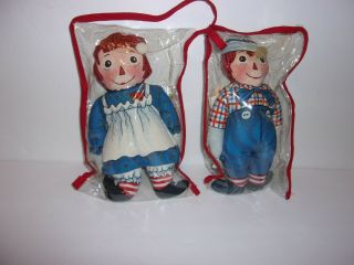 Vintage Raggedy Ann And Andy Beanbag Doll Set With Book The Toy