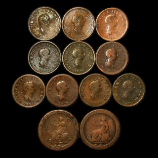 United Kingdom George Iii 1 Penny And 2 1797 George Iii Penny (12 Coins) Rare