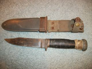 Vintage U.  S.  Navy Mk1 Knife Pal Rh 35 W/rare 1/2 Vp Nord 8114 B.  M.  Co.  Sheath