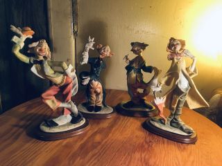 Set Of Vintage Porcellane Capodimonte Clowns Authentic Made In Italy Rare Wow