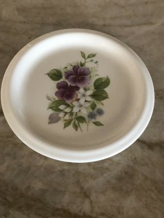 Vintage Butter Pat Dish Regency English Bone China W Violets Flowers Ring Dish