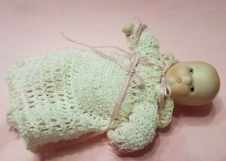 VINTAGE 5” Bisque Miniature Bye Lo Baby Doll Pre - Owned 2