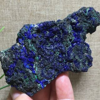 Rare Natural Blue Azurite Crystal And Green Malachite Mineral Sample K39