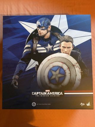 Hot Toys Mms243 Cap.  America & Steve Rogers Winter Soldier Deluxe Set 2 Figurines