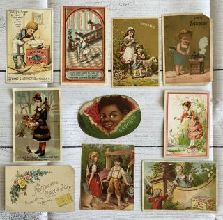 10 Antique Victorian Trade Cards For Soap – Laundry & Bath