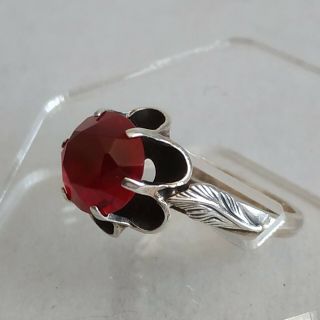 Rare Vintage Soviet Silver Ring With Ruby Size 8 1960s Ussr