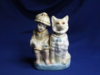 Antique German Porcelain Rare Girl On Potty W/dog Nodder 5 " H Girls Head Restored