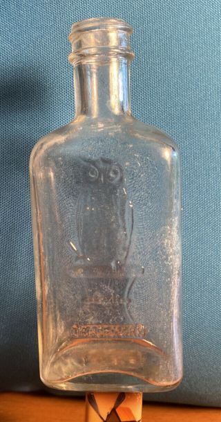 Vintage The Owl Drug Co Embossed Cork Top Antique Clear Glass Bottle 4 7/8 