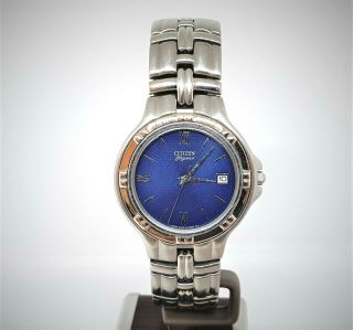 Vintage Ss Citizen Elegance Quartz Watch,  Blue Dial Cal 5510a