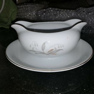 1961 Vintage Kaysons Golden Rhapsody,  Gravy Boat With Attached Plate Fine China