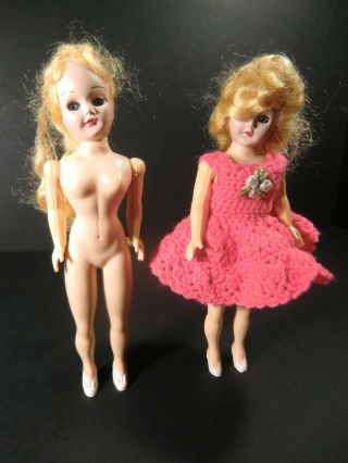 Two (2) Sleepy Eye Dolls - High Heels - 7.  5 inches tall 2