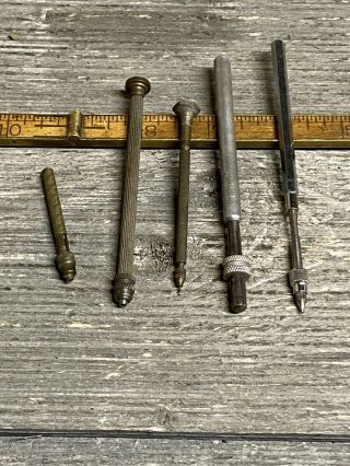 5 Rare Vintage Watchmaker Jewelers Pin Vise’s Different Sizes Very Ornate 2