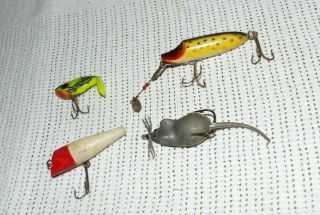 Antique/vintage Fishing Lures Wood & Rubber Mouse Look