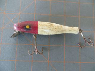 Vintage Wooden Paw Paw Pikie Minnow - Red & White - 3 3/4 Inch