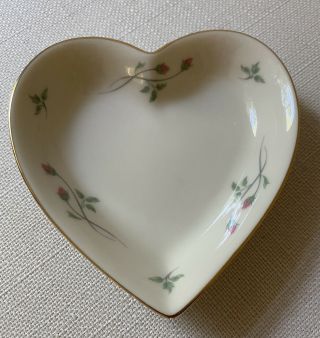 Vintage Ceramic Lenox Ivory Bone China Heart Shaped Jewelry Holder Candy Dish