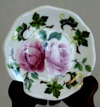 Crownford Bone China Butter Pat White with Pink Roses England 2