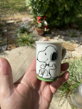 Snoopy Peanuts Coffee Cup Mug Vintage 1965 3” Inch High " Very Small Mug " Rare