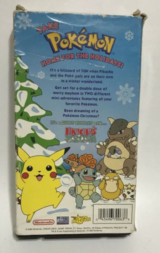 VTG 1999 Nintendo Pokemon Pikachu ' s Winter Vacation VHS Tape Movie Christmas 3
