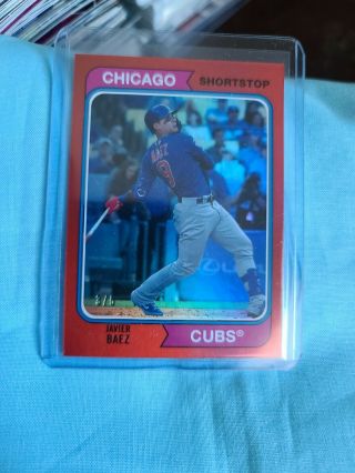 2020 Topps Archives Red Foil Parallel Javier Baez Chicago Cubs 3/5.  Very Rare.