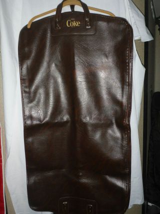 Vintage Rare Enjoy Coke Coca Cola Brown Leather Garment Bag Employee Luggage