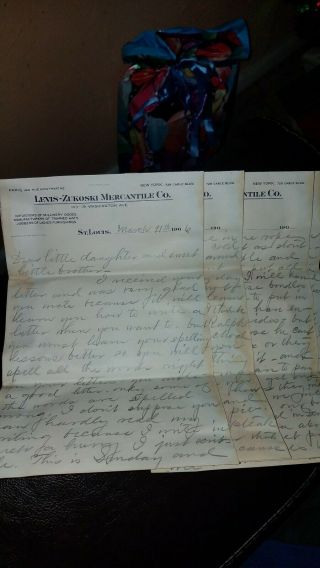 Antique Handwritten Personal Letter To A Daughter And Brother St.  Louis 1906