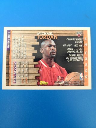 1996 - 97 Topps En Fuego MICHAEL JORDAN Rare Chicago Bulls Season ' s Best 1 3