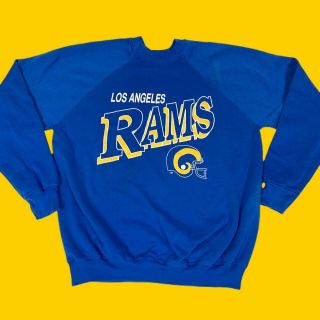 Rare Vintage 90’s La Los Angeles Rams Nfl Poly Cotton Crewneck Sweatshirt
