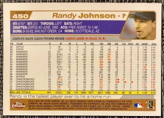 2004 Topps Chrome MLB 450 Randy Johnson Red Xfractor Rare HOF SP ⚾️ Big Unit ⚾️ 2