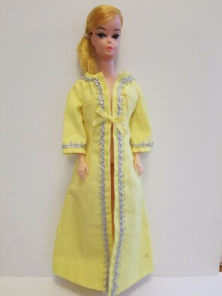 Vtg 1969 Barbie Mod Era 1492 Silver Polish Yellow Long Coat